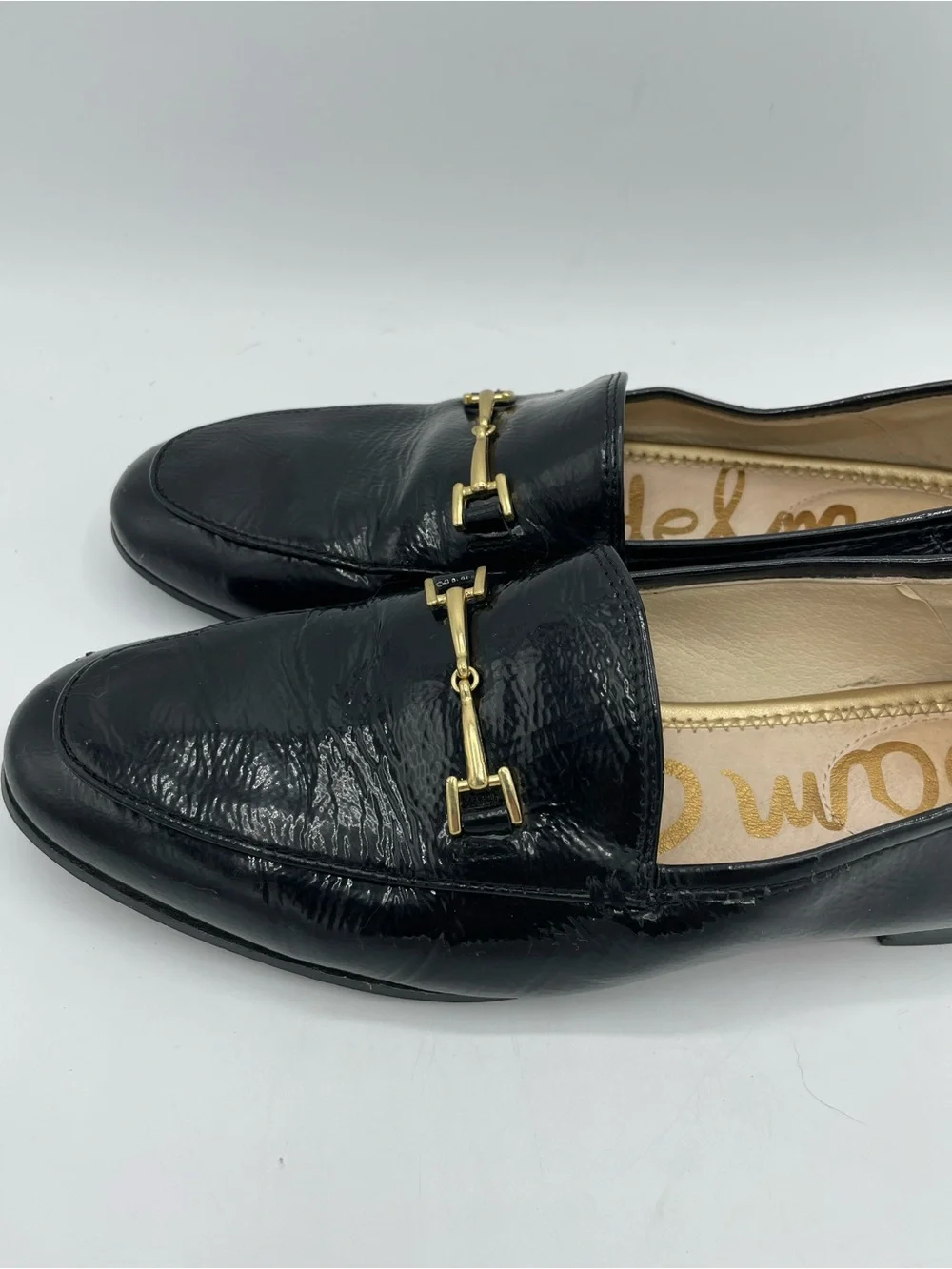 Sam Edelman Loraine Black Leather Horsebit Loafers.